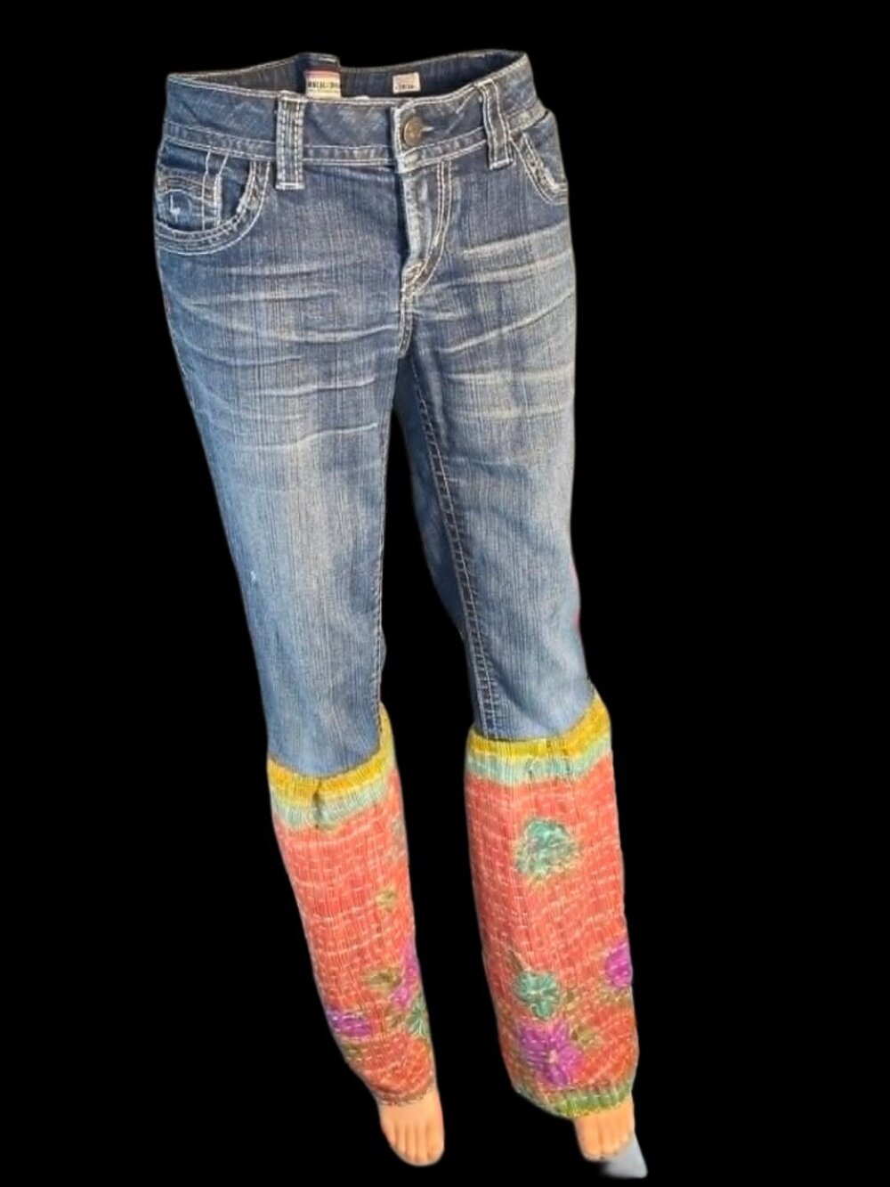 Vintage MEK Denim Kantha Quilt Bell Bottom Jeans – 29/34